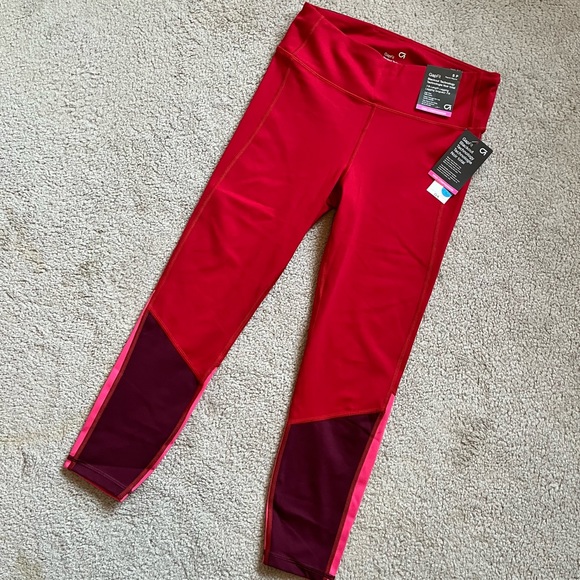 GAP Fit Blackout Technology Red/Pink Color Block 7/8 Leggings Athletic Pants - Picture 7 of 13